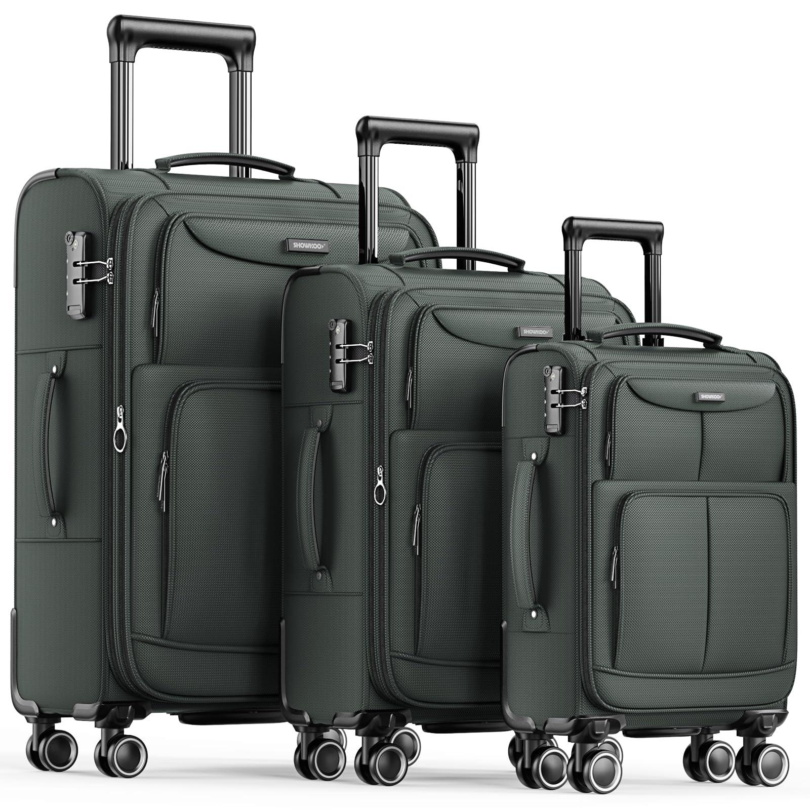 Koffer-Set - 3-teiliges Reisekoffer-Set - aus Stoff - Erweiterbar - TSA-Schloss - Leichtgewicht - 4 Rollen