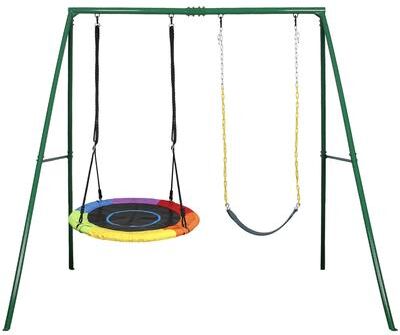 Klokick 440lbs Heavy Duty Metal Swing Sets for Backyard Playground Outdoor Playset with 2 Seat