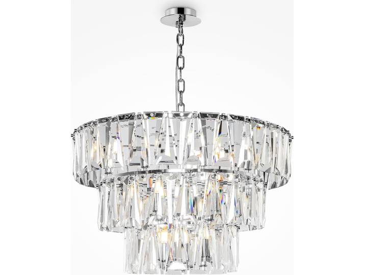 Suspension\, métal\, cristaux\, chrome\, D 77 cm