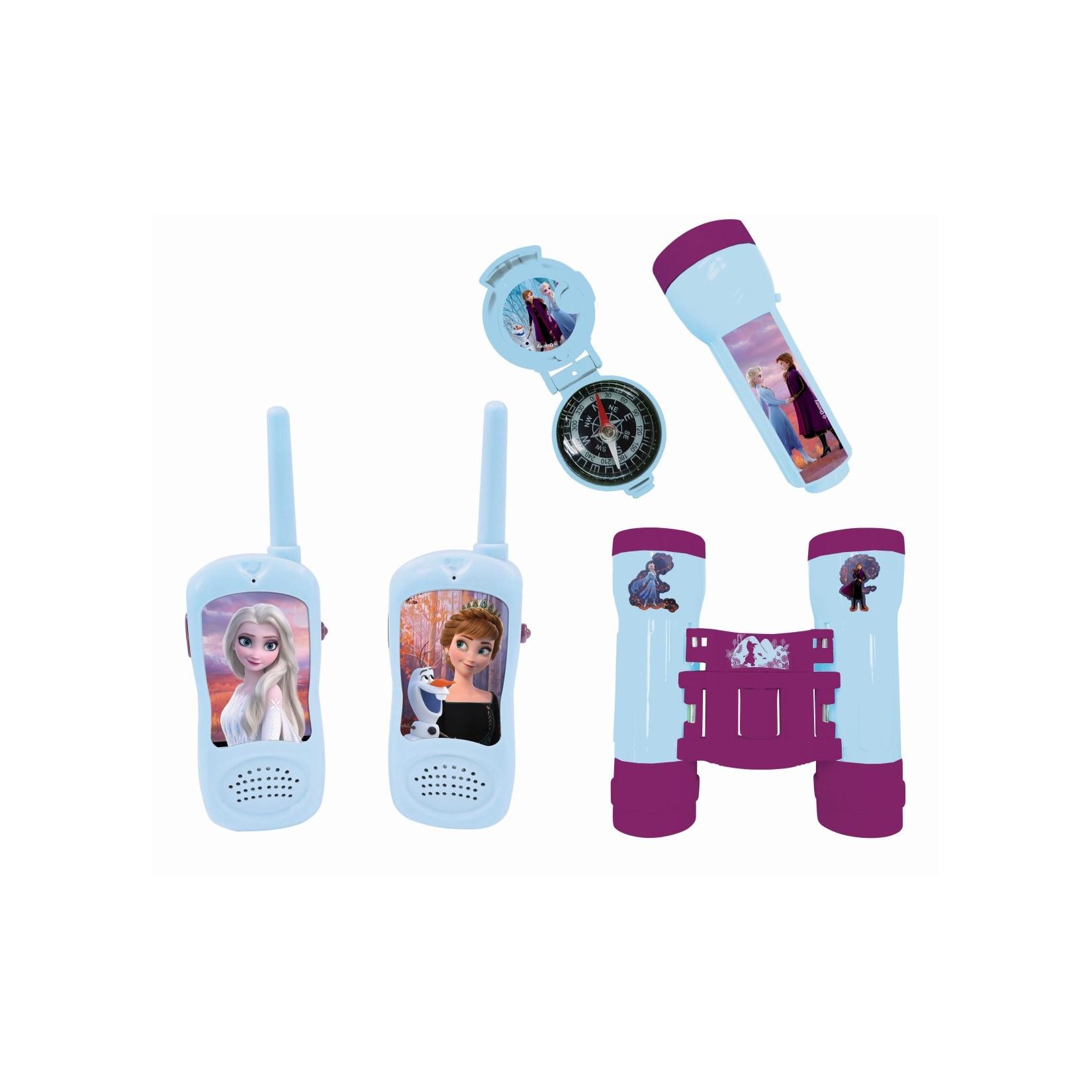 Lexibook Disney Frozen Die Eiskönigin Abenteuerset mit 2 Walkie Talkies, Fernglas, Taschenlampe und Kompass