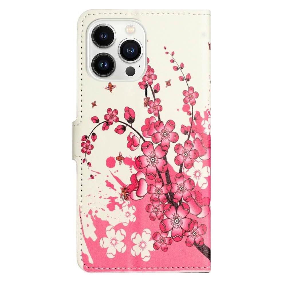 Cover-Discount iPhone 14 Pro Max - Leder Etui Hülle Pflaumen Blüte (Apple iPhone 14 Pro Max) (660107414J)
