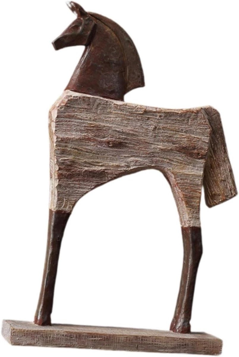 Handgeschilderd Paardenbeeldje van Hars - Multicolor Woondecoratie - Hoogte: 36,5 cm