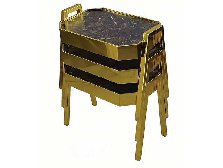 Xlmoebel Satztisch Schwarzes Holz-Couchtisch-Set von XLMOEBEL im modernen Design (Set, 3-teilig), Made in Europa