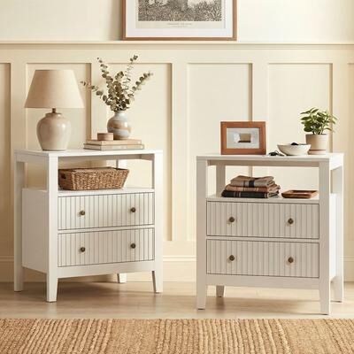 Royalcraft Fluted Nightstand with Charging Station