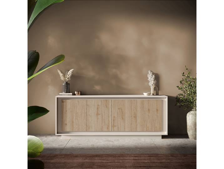 Sideboard Sky 207 x 80 x 50cm Holz/Beige/Eiche Cadiz Dekor/Kaschmir