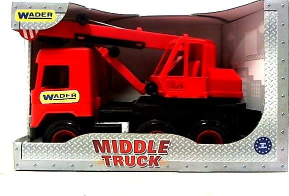 Wader Middle Truck Kraan, rood-zwart, in displaydoos