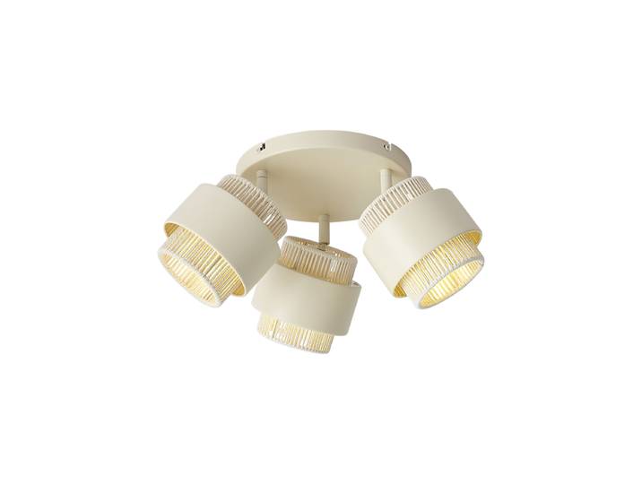 Plafonnier spot moderne beige 3 lumières avec têtes orientables -