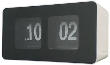 Uplift Picks Classic Retro Automatic Flip Desk Clock Silent Battery Powered Table Clock black white