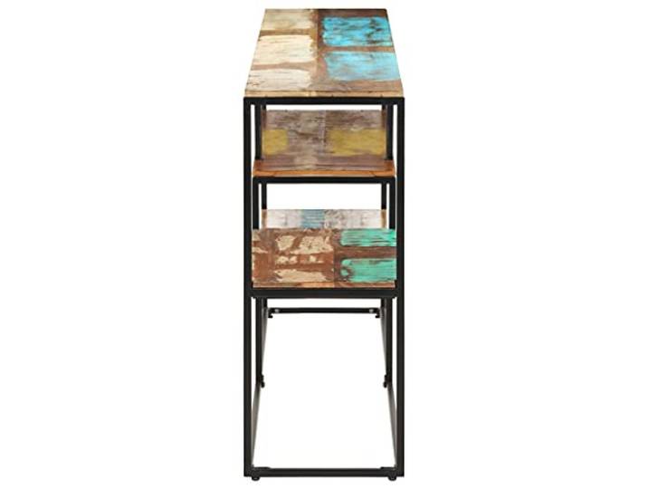 KTHLBRH Sideboard 150 x 30 x 75 cm aus recyceltem Massivholz Industrieller Stil, pulverbeschichteter Stahlrahmen, offene Regale, einzigartige Mischfarbe