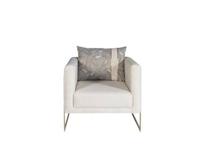 Xlmoebel Sessel XLMOEBEL Lounge Sessel in Weiß mit goldfarbenem Rahmen (1-St., Lounge Sessel), Made in Europa