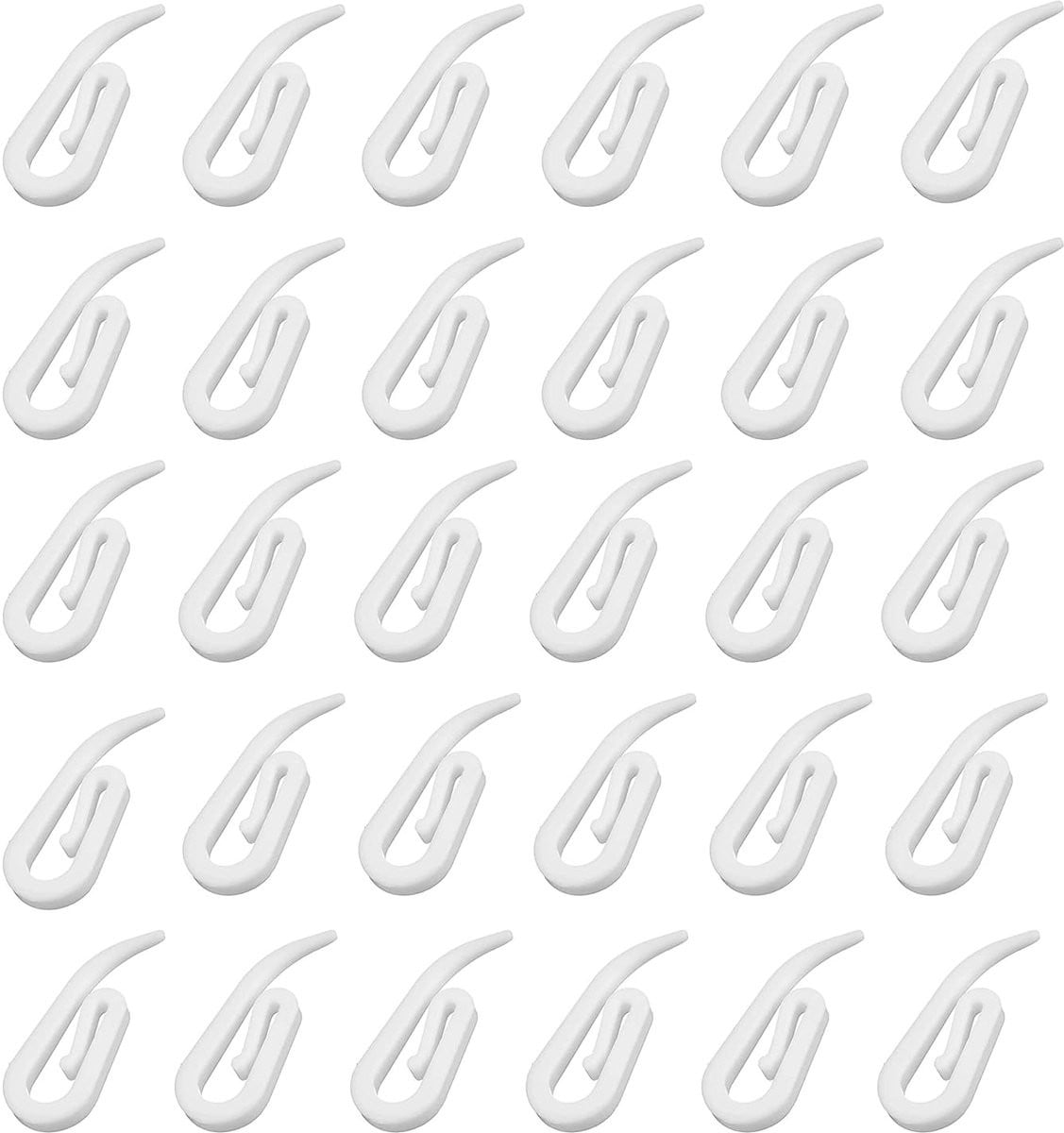Set van 100 witte flexibele gordijnhaken van kunststof