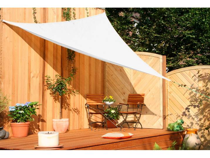 Sonnensegel FLORACORD Dreieck , beige (cremefarben), B:360cm T:360cm, HDPE (High Density Polyethylen), Sonnensegel, Sonnensegel, B: 360 cm, cremeweiß