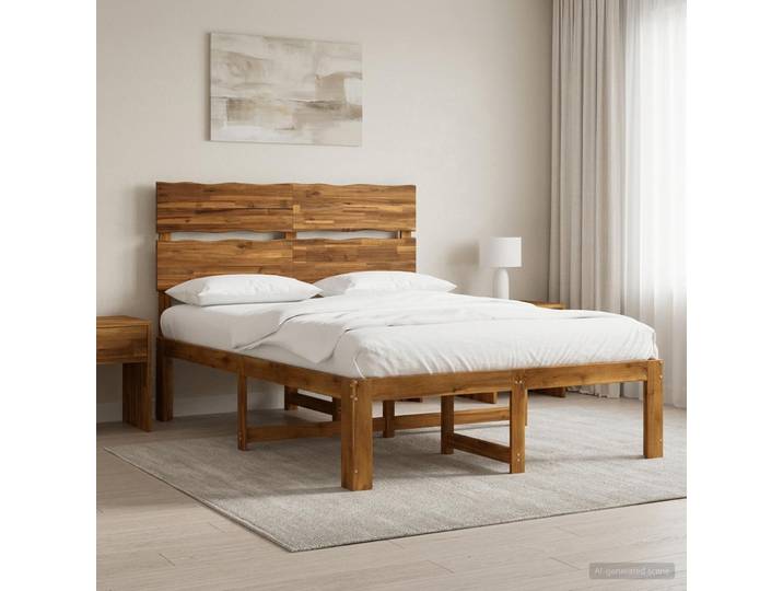 vidaXL Doppelbettgestell mit Kopfteil ROSTOCK Natur 135 x 190 cm
