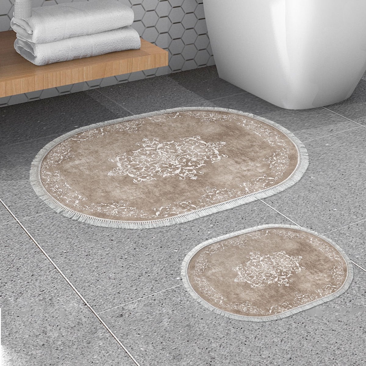 Conceptum Hypnose Badmat Set van 2 stuks - Beige Wit