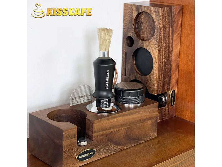 Station de bourrage pour expresso, porte-filtre à café 51MM 54MM 58MM, support de doseur en noyer pour accessoires Delonghi Breville Barista