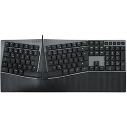 Perixx PERIBOARD-535 II DE BR, kabelgebundene mechanische Ergo-Tastatur, braun (DE, Kabelgebunden), Tastatur, Braun