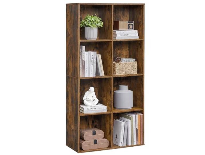 VASAGLE Bibliothèque\, Étagère\, Meuble de Rangement avec 8 Compartiments\, Étagère sur Pied\, Bibliothèque Cubique\, pour Salon\, Bureau\, Salle à Manger\, Marron Rustique LBC024T01