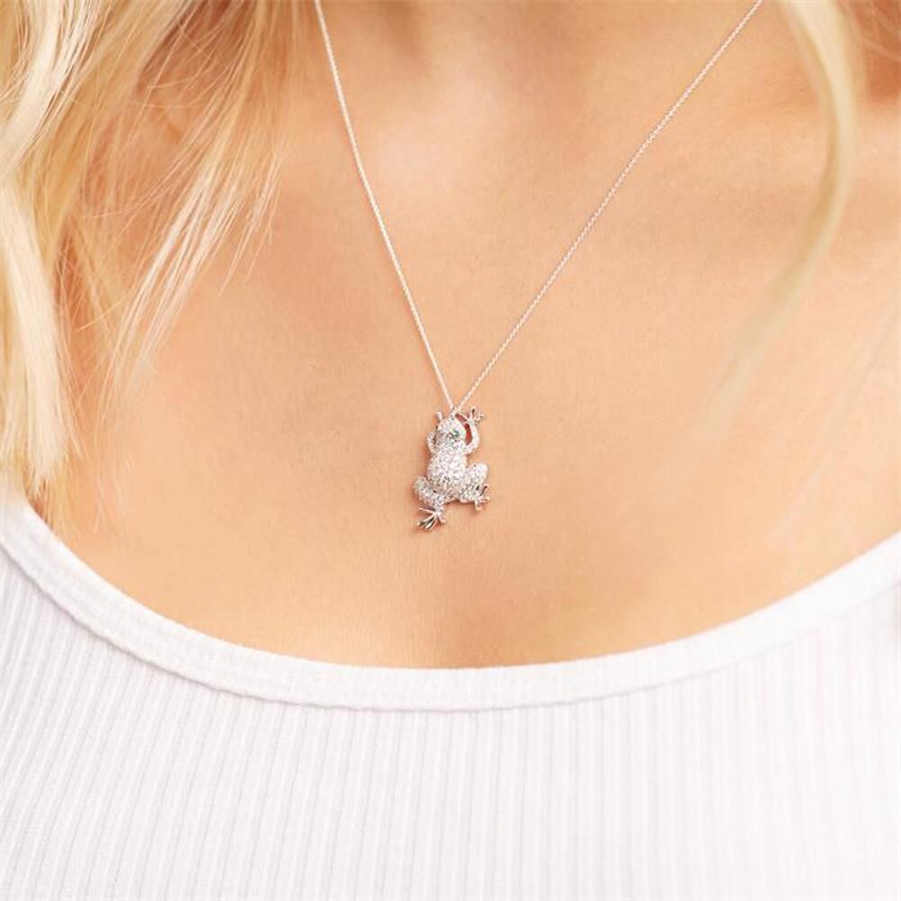 Unique 925 Silber Anhänger Frosch Zirkonia silber