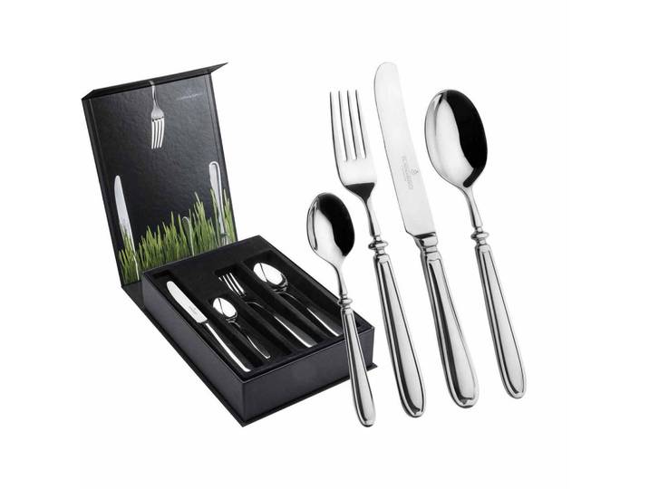 Picard & Wielpütz Tafelbesteck Inkl. Besteckbox Landhaus silber 24-tlg., Silberfarben, Metall, Besteck, Besteck-Sets