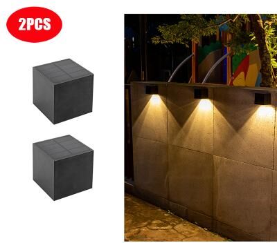Discount Dollar Deals LED Solar Light Outdoor Garden, Square Wall Lamp, Outdoor Courtyard Garden Fence Lighting Wall Decoration Lamp 2pcs