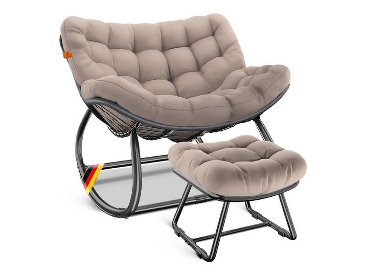 KESSER Schaukelstuhl (maximale Belastung 120kg, witterungsbeständig & mit rutschfesten Füßen), Loungesessel ergonomisches Relaxsessel für Balkon, Garten & Wohnzimmer