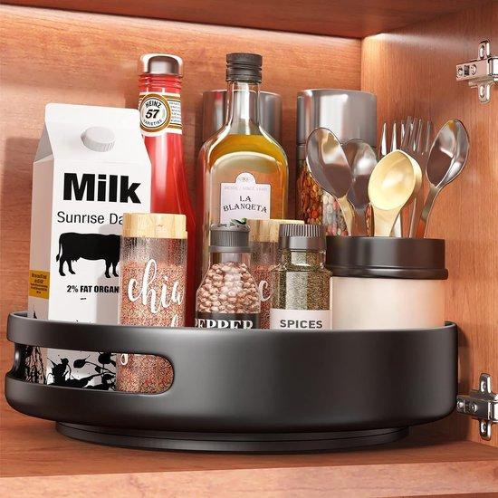 Famanu Kruidenhouder 360 graden draaibaar metalen organizer voor in de keuken, Breedte: 25,4 cm, Diepte: 25,4 cm, Hoogte: 5 cm