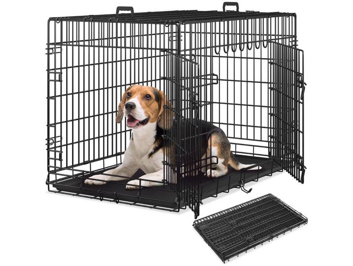 Hundekäfig-Gitterbox Luna, klappbar, mit 2 Türen - 108 x 71 x 76 cm