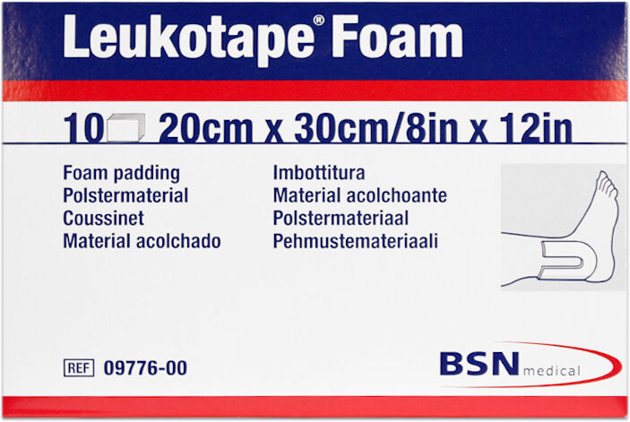Leukotape Foam: Lâmina de borracha-espuma recortable (caixa de 10 lâminas)