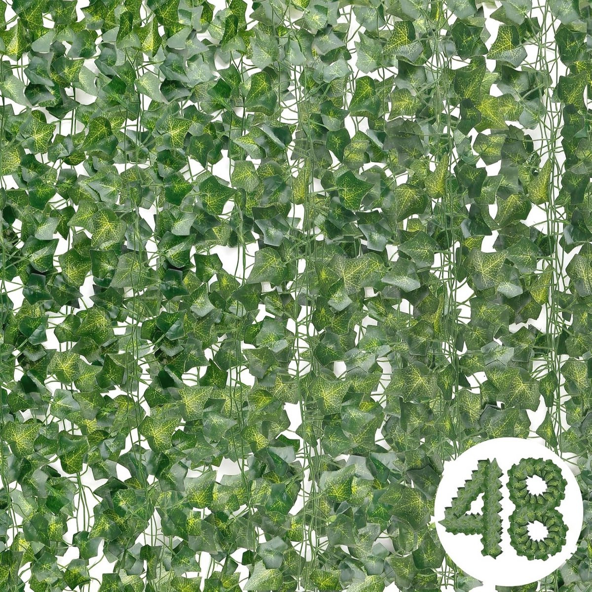48 Stuks Kunstmatige Klimop Slingers - Groene Nep Plant Decoratie voor Bruiloft, Keuken, Tuin en Feest
