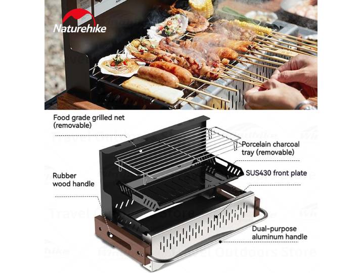 Natureifa-Brûleur à charbon de bois portable, léger, pliant, camping en plein air, pique-nique, brittop, cuisinière, boîte