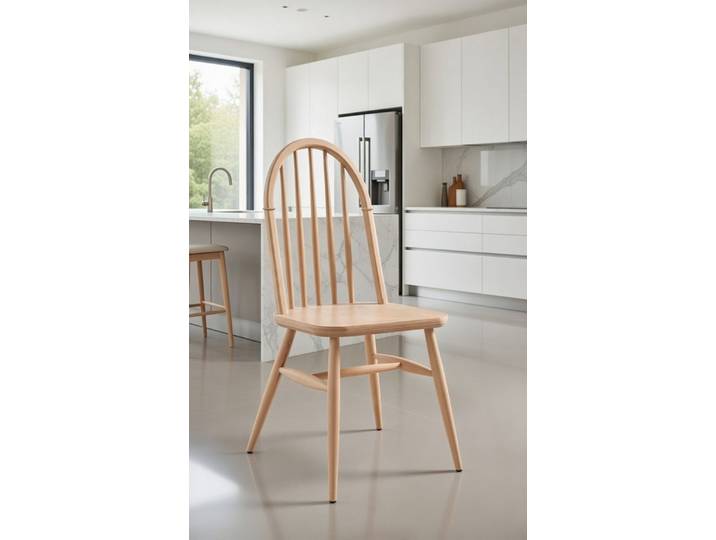 Xlmoebel Barhocker Beiger Holzstuhl mit ergonomischer Rückenlehne für besten Komfort (1 St., 1x Holzstuhl), Made in Europa