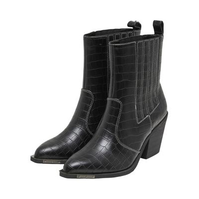 Stiefel BUFFALO "Buffalo WEST CHELSEA LO - VEGAN NAPPA", Damen, Gr. 41, schwarz (schwarz croco), Kunstfaser, unifarben, Schuhe Stiefel