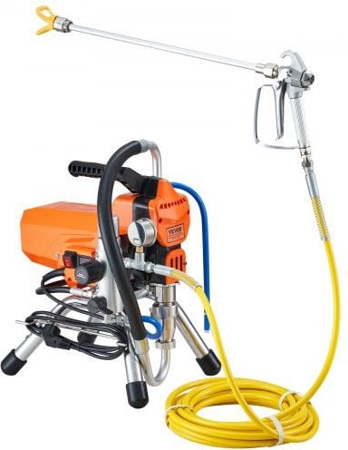 VEVOR Airless muurverfspuitpistool met hogedrukbuis, 2000W spuitapparaat voor verf en lak, oranje