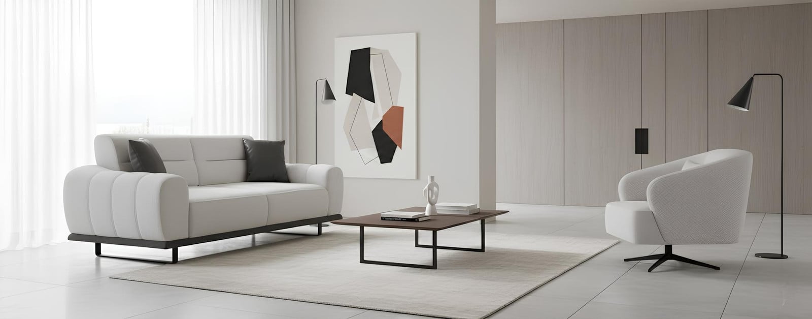 JVmoebel Moderne 3-zitsbank met fauteuil