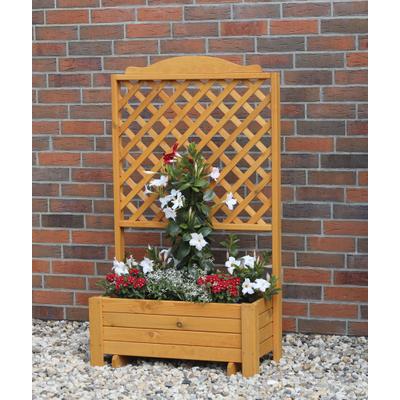 Spalier PROMADINO "Romantica", braun (honigbraun), B:80cm H:140cm T:38cm, Holzwerkstoff, Rankhilfen, mit Pflanzkasten, BxTxH: 80x38x140 cm