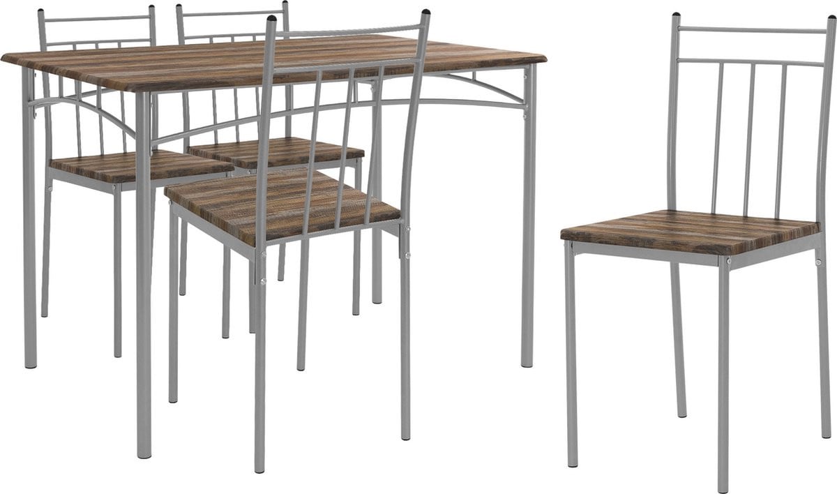 ML-Design 5-delige eetset met eettafel en 4 stoelen van drijfhout en metaal