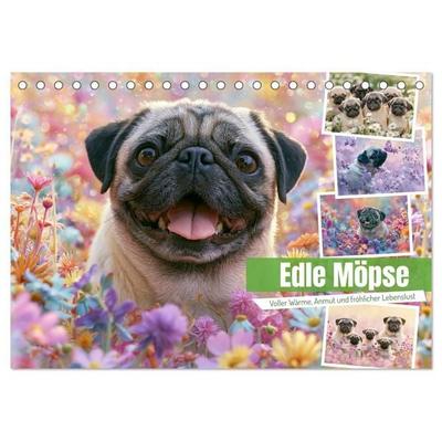 Edle Möpse (Tischkalender 2027 DIN A5 quer), CALVENDO Monatskalender