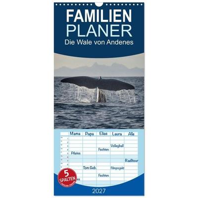Familienplaner 2027 - Die Wale von Andenes mit 5 Spalten (Wandkalender, 21 x 45 cm) CALVENDO
