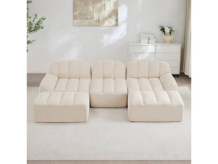 BBWL Sofa 3-Sitzer U-förmiges Modulares Boneless Sofa mit 2 Ottomans, weicher, 32D Hochdichtschaum, tiefe Sitze, flexibel & komfortabel