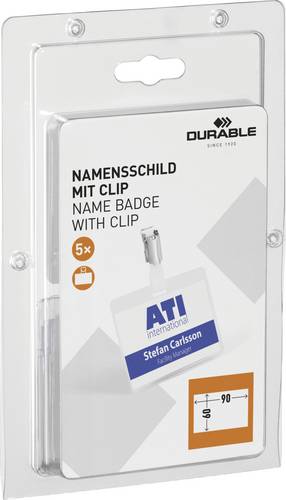 Durable 861219 Namensschild (B x H) 90mm x 60mm Clip 5St.