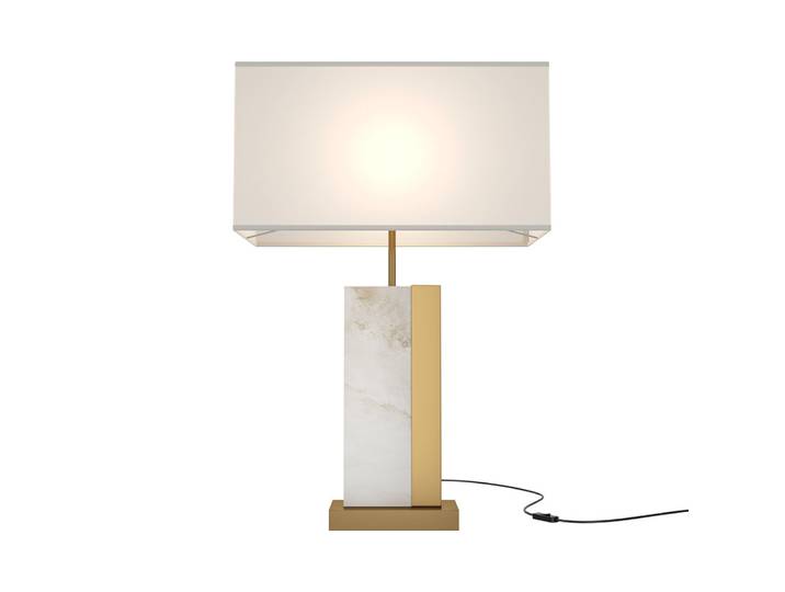 Lampe de table\, métal\, laiton\, coton\, douille E27