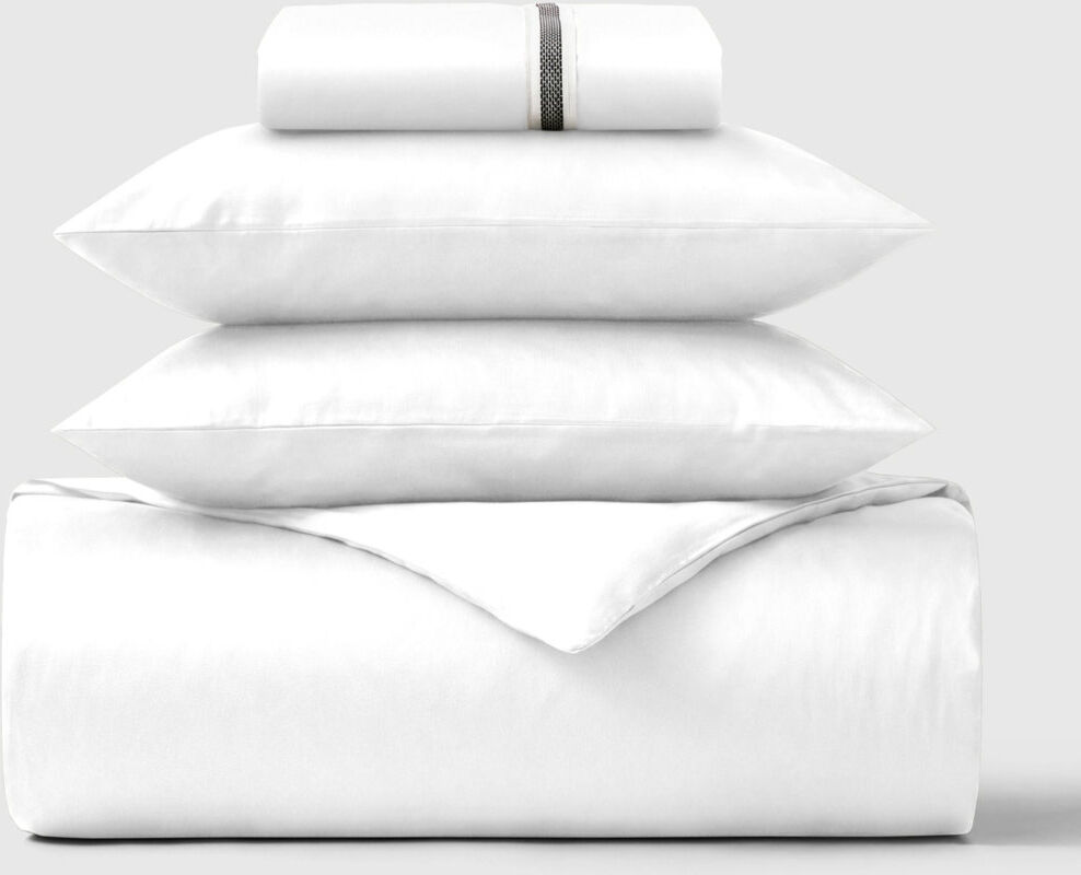 Bedable 100% Cotton Sateen 460 Thread Count 4-Piece Bedding Set White Single