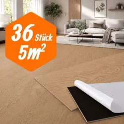 Relaxdays Selbstklebender PVC Bodenbelag Eiche Hellbraun