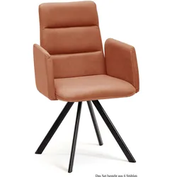 ARMLEHNSTUHL (6er-Set) Deane 52x92x60 Schwarz/Cognac