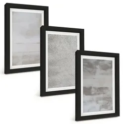BILDER SET 3er Set - 20x30 cm Schwarzer Rahmen - Moderne minimalistische Texturen