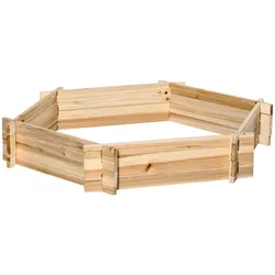 MODFU Hochbeet Holz Natur 100x92x16 cm, sechseckig, offene Bodenstruktur, werkzeuglose Steckmontage