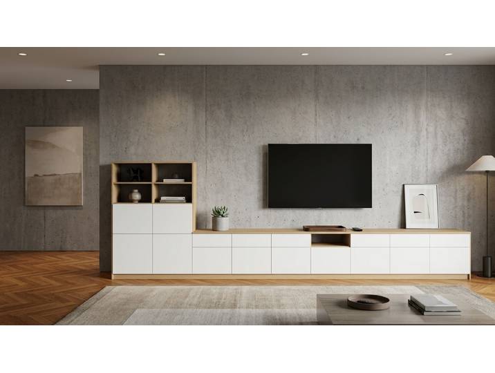 Breites TV-Lowboard - TV-Schrank mit vielen Optionen Premium Dekore Eiche