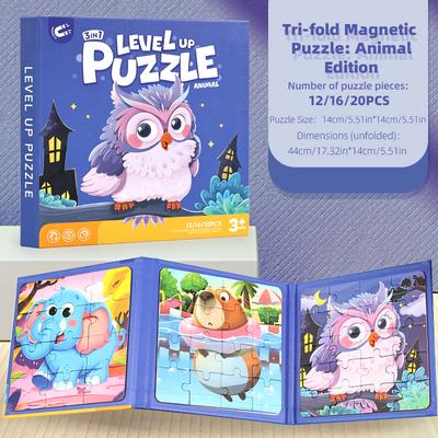 JoyToys Portable Magnetic Puzzle Book For Kids Foldable Travel Puzzle For Kids Educational Jigsaw Toy animal