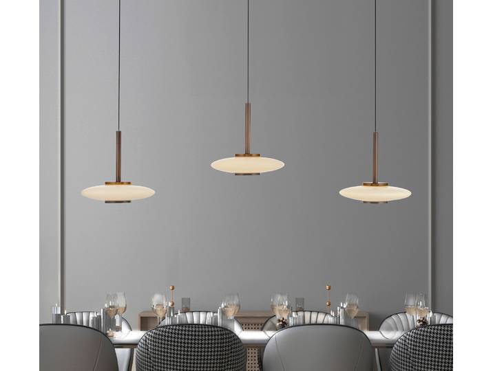 Vitrum LED-Hängelampe, braun/opal, Glas/Alu, 3-flg. - PURE - Wohnzimmer - Modern - Mit Schirm