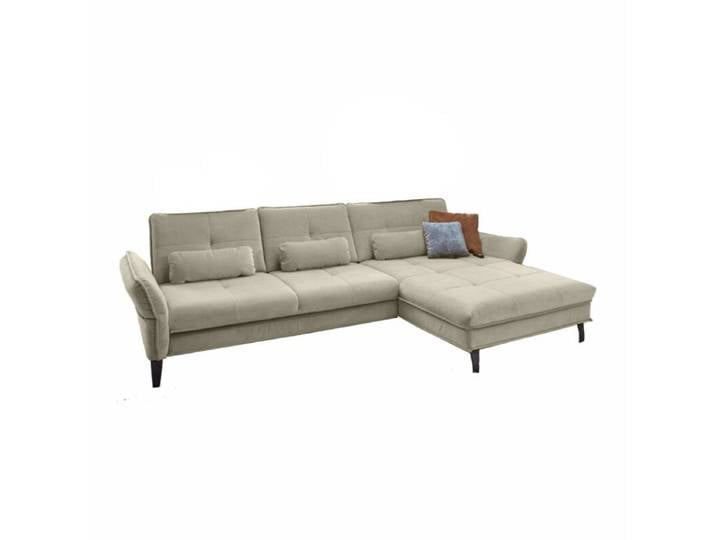Couchliebe Key West Ecksofa - Samt Salsa natur - ohne Funktion - rechts manuelle Armteilverstellung, automatische Relaxfunktion, manuelle Sitztiefenverstellung, Schlaffunktion Modern
